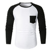 Pleated Sleeve Color Blocking Spliced T-shirt