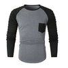Pleated Sleeve Color Blocking Spliced T-shirt