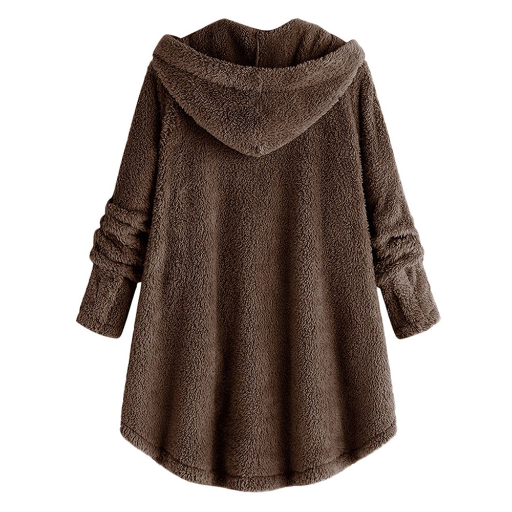 Hooded Fluffy Plus Size High Low Teddy Coat