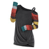 Plus Size Skew Neck Colorblock Sleeve Twist T Shirt