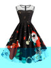 Santa Claus Mesh Panel Christmas A Line Dress