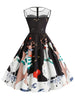Santa Claus Mesh Panel Christmas A Line Dress