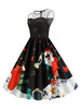 Santa Claus Mesh Panel Christmas A Line Dress