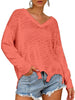 V Neck Drop Shoulder Sweater