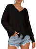 V Neck Drop Shoulder Sweater
