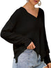 V Neck Drop Shoulder Sweater