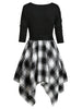 Plaid Asymmetrical Belted  Dress