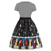 Women Vintage Dress Short Sleeve Round Collar