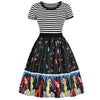 Women Vintage Dress Short Sleeve Round Collar