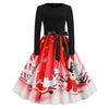 3911 Christmas Print Vintage Dress Long Sleeve