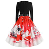 3911 Christmas Print Vintage Dress Long Sleeve