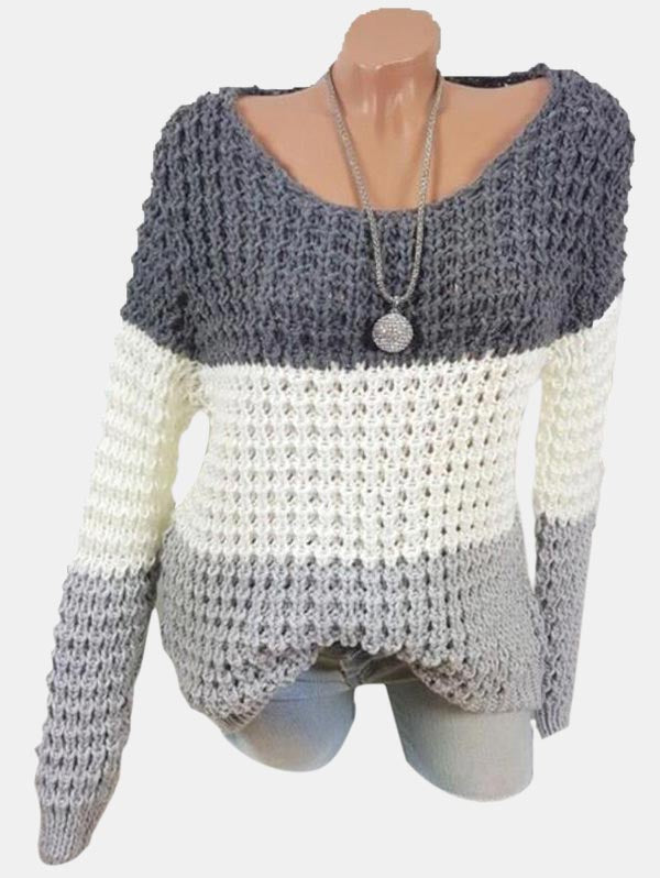 Plus Size Contrast Color Chunky Sweater