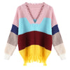 V-neck Sweater Color Blocking for Women