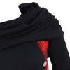 Plaid Convertible Neck Button Embellished Asymmetrical T-shirt