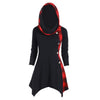 Plaid Convertible Neck Button Embellished Asymmetrical T-shirt