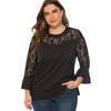 Lace Panel Flare Sleeve Plus Size Blouse