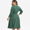 Solid Color Tie Waist Plus Size Surplice Dress