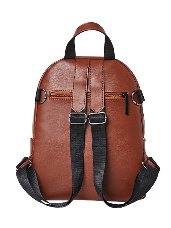 PU Zipper Embellished Backpack
