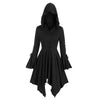 Hooded Lace-up Poet Sleeve Button Up Hanky Hem Skirted Gothic Coat