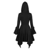 Hooded Lace-up Poet Sleeve Button Up Hanky Hem Skirted Gothic Coat