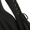 Hooded Lace-up Poet Sleeve Button Up Hanky Hem Skirted Gothic Coat