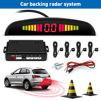 ZEEPIN  068 - B05 Car Parking Radar System 4 Ultrasonic Sensors LED Display Distance Detection 3-color / Sound Warning