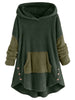 Front Pocket Fluffy Faux Shearling Plus Size Hoodie