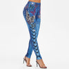Faux Denim Butterfly Print Skinny Jeggings