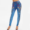 Faux Denim Butterfly Print Skinny Jeggings