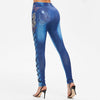 Faux Denim Butterfly Print Skinny Jeggings