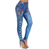Faux Denim Butterfly Print Skinny Jeggings