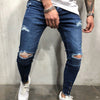 Destroyed Zip Fly Men Long Jeans