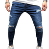 Destroyed Zip Fly Men Long Jeans