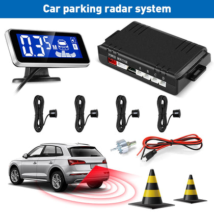 ZEEPIN 188 - B05 Car Parking Radar System 4 Ultrasonic Sensors 2.5m Distance Detection LCD Display 360-degree Rotation