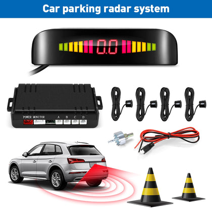 ZEEPIN 129 - B05 Car Parking Radar System 4 Ultrasonic Sensors LED Display Distance Detection 3-color Alarm Sound Alert