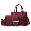 3 Piece Embossed Retro PU Leather Handbag Set