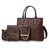 3 Piece Embossed Retro PU Leather Handbag Set