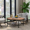 Easy Assembly Hillside Rustic Natural Coffee Table with Storage Shelf for Living Room