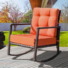 Cushioned Rattan Rocker Chair Rocking Armchair Chair Outdoor Patio Glider Lounge Wicker Chair Furniture with Cushion