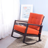 Cushioned Rattan Rocker Chair Rocking Armchair Chair Outdoor Patio Glider Lounge Wicker Chair Furniture with Cushion