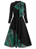Plaid Contrast Bowknot Flared Overlay Dress
