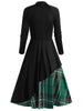 Plaid Contrast Bowknot Flared Overlay Dress