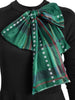 Plaid Contrast Bowknot Flared Overlay Dress