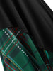 Plaid Contrast Bowknot Flared Overlay Dress
