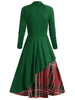 Plaid Contrast Bowknot Flared Overlay Dress