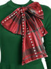 Plaid Contrast Bowknot Flared Overlay Dress