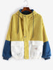 Plus Size Hoodie Contrast Color Corduroy Jacket