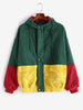 Plus Size Hoodie Contrast Color Corduroy Jacket