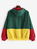 Plus Size Hoodie Contrast Color Corduroy Jacket