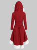 Plus Size Hooded Faux Fur Panel Lace Up Marled Knit Dress